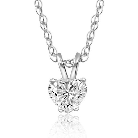 VS 1/2 Ct Heart shape Diamond Solitaire Necklace 14k Pendant Lab Grown