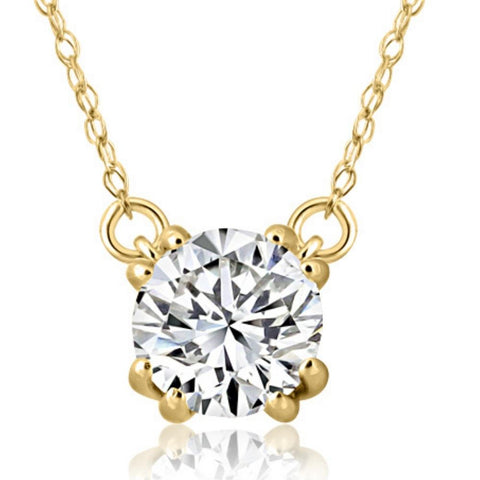 I/SI1 1.07Ct Certified Natural Diamond Floating Pendant 14k Yellow Gold Necklace