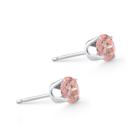 1Ct TW Pink Diamond Studs 14k White Gold Lab Grown