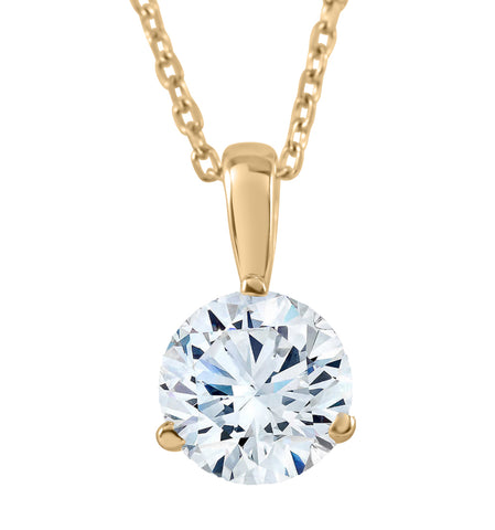 1/3Ct Diamond Solitaire Pendant EX3 Lab Grown IGI Certified Yellow Gold (GH/SI)