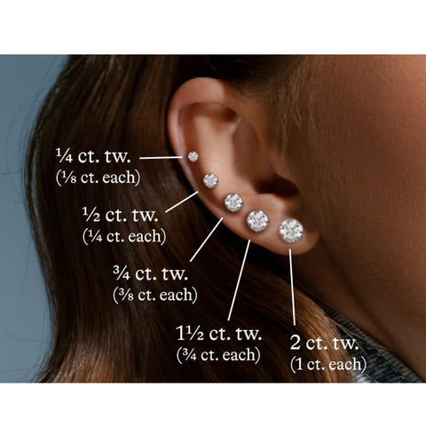 F/VS .25 - 1.50 ctw Lab Grown Diamond Studs Earrings 14k White Gold Earrings