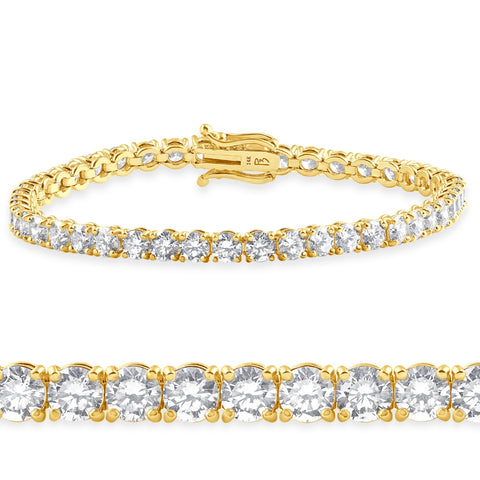 10 Ct Lab Grown Diamond Tennis Bracelet 14K Yellow Gold 7"