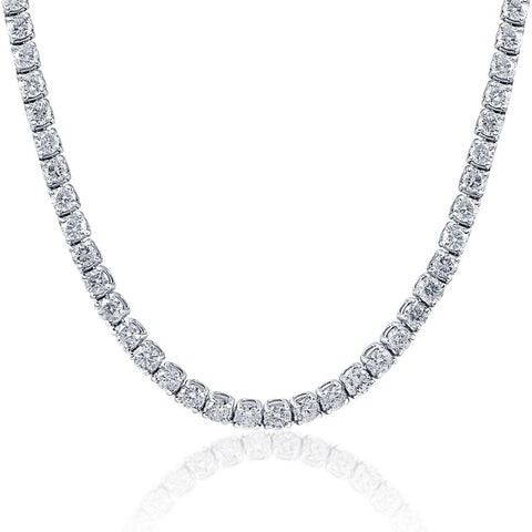 Huge 23 Ct TW Round Cut Natural Diamond Tennis Necklace 14K White Gold 18"