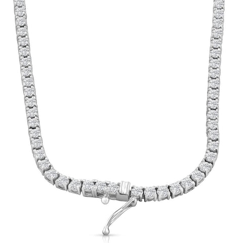 10Ct TW Natural Diamond Tennis Necklace 14K White Gold 16.5"