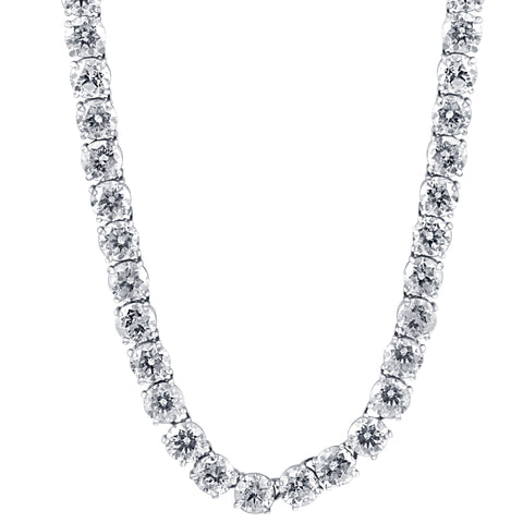 Huge 40 Ct TW Round Cut Natural Diamond Tennis Necklace 14K White Gold 16"