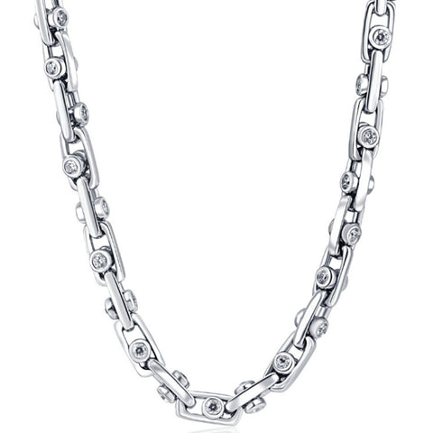 Men's 14k Gold (155gram) or Platinum (291gram) 7.5mm Diamond Chain Necklace 24"