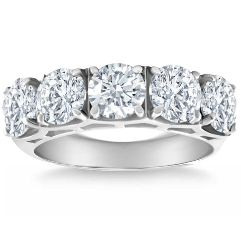 G/SI1 3.75Ct 5-Stone Lab Grown Diamond Wedding Ring 14K White Gold