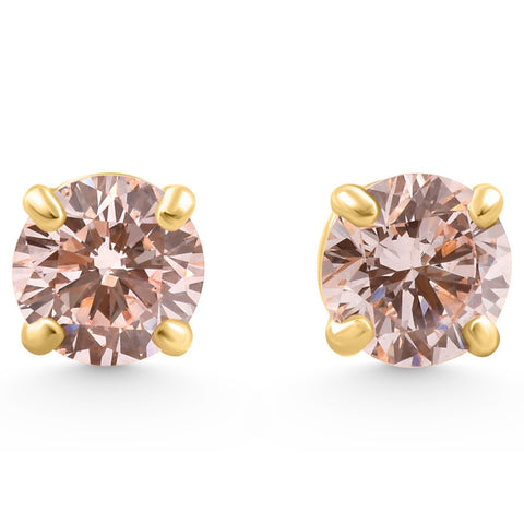 1/4 - 1Ct Pink Diamond Studs 14k White or Yellow Gold Lab Grown