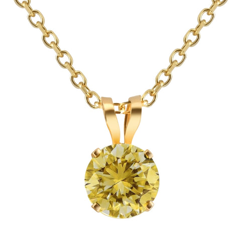 .20 - .50Ct Yellow Diamond Solitaire Pendant 14k Gold Lab Grown 18" Necklace