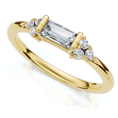 Emerald Diamond Stackable Wedding Ring Women Anniversary Band 14k Gold Lab Grown