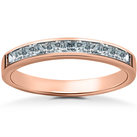 1/2ct Princess Cut Diamond Wedding Ring 14K Rose Gold Channel Set