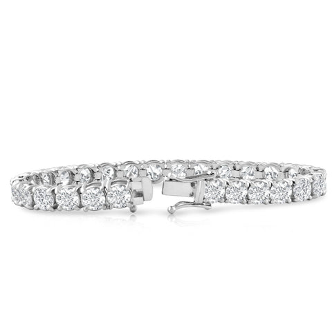Platinum 12.58Ct F/VS Diamond Tennis Bracelet 7" Double Lock Clasp