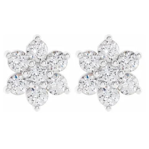 1/2 Ct Diamond 7-Stone Studs 14k White Gold Women's Earrings
