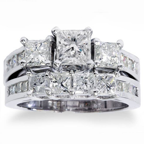 Princess Cut Ring With Wedding Band Ct Princess Cut Ring