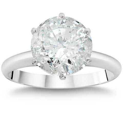 3ct Round Brilliant Diamond Solitaire Engagement Ring 14K White Gold Enhanced