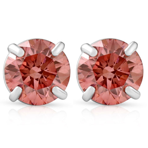 VS 1/2Ct Pink Lab Grown Diamond Screw Back Studs Earrings 14K White Gold