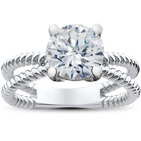 1 1/2 ct Solitaire Diamond Engagement Ring 14K White Gold Enhanced