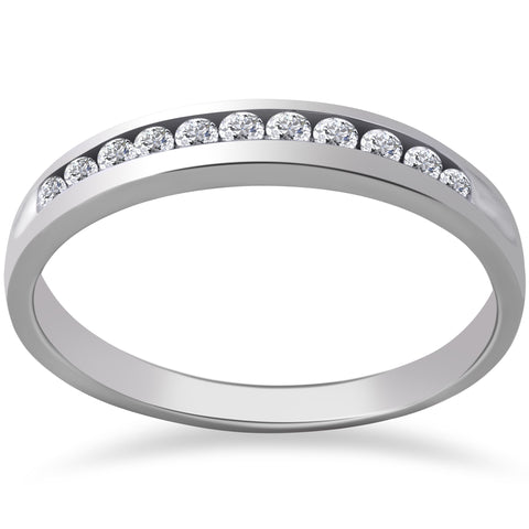 G-SI 1/4 ct Lab Grown Diamond Channel Set Womens Wedding Ring 14k White Gold