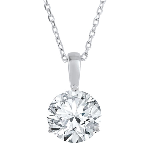 GSI 1 1/2 ct Solitaire Lab Grown Diamond Pendant available in 14K and Platinum