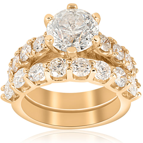 Large 6 cttw Diamond Engagement Matching Wedding Ring 14k Yellow Gold Enhanced