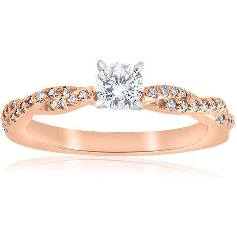 1/2cttw Diamond Engagement Ring 14k Rose Gold Twist Intertwined Round Cut