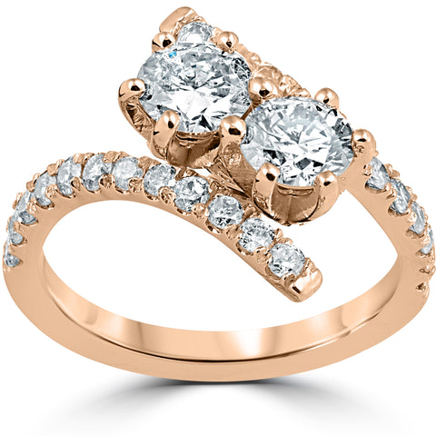 1 cttw Diamond 2 Stone Forever Us Engagement Anniversary Ring 14k Rose Gold