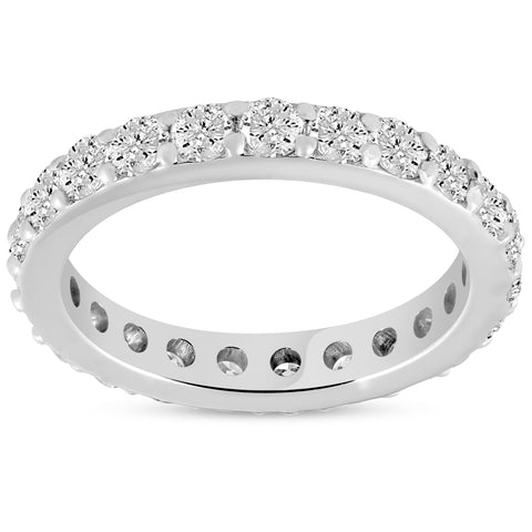 1 1/2 ct Diamond Eternity Ring 14k White Gold Common Prong Stackable Band