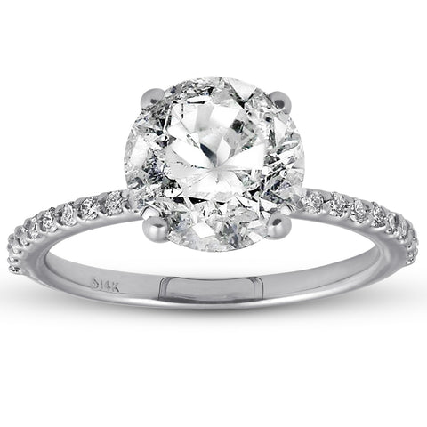 3 1/4 ct Diamond Engagement Ring (3ct center) 14k White Gold Enhanced