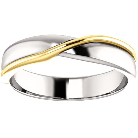 5mm 14k White & Yellow Gold Polished Comfort Fit Two Tone Wedding Band