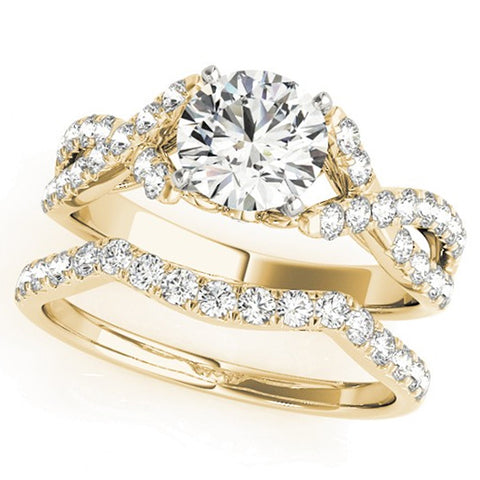 1 1/4 Ct Diamond Engagement Ring Wedding Band Set 14k Yellow Gold