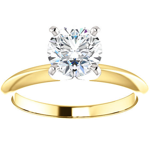 SI/G 1 Ct Diamond Solitaire Round Engagement Ring Two Tone Yellow Gold Enhanced
