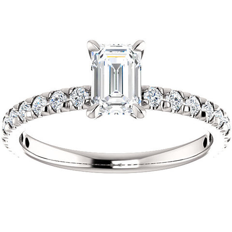1 1/2 Ct Emerald Cut Diamond Engagement Ring 14k White Gold Enhanced