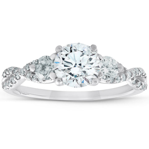 VS 1 1/2 Ct Diamond & Moissanite Infinity Engagement Ring 14k White Gold