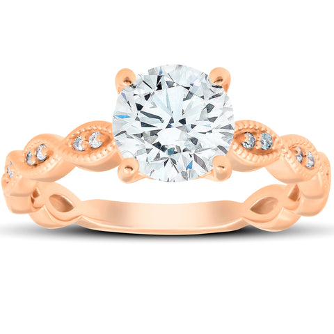 G/VS 2.10Ct Diamond Vintage Engagement Ring 14k Rose Gold
