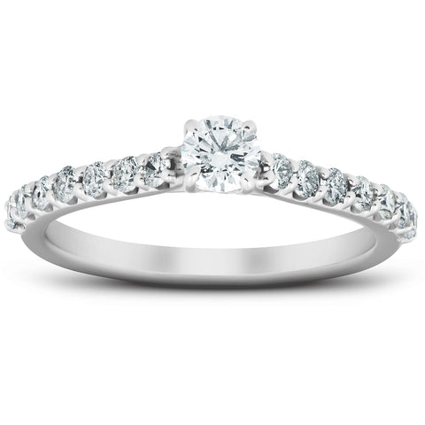 VS 3/4 Ct TDW Diamond Side Stone Engagement Ring 14k White Gold Lab-Grown