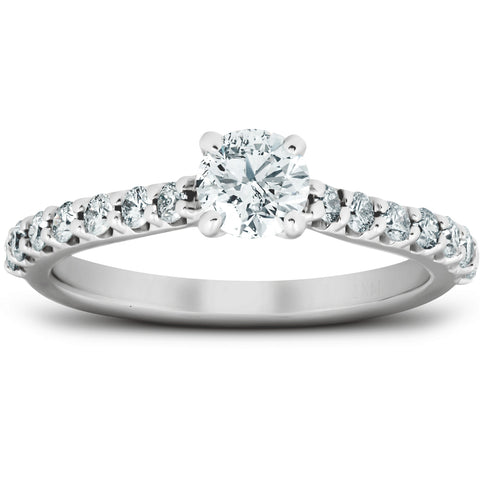 VS 1 Ct TDW Round Lab Grown Diamond Classic Engagement Ring 14k White Gold
