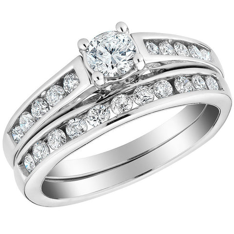 1/2 Ct Diamond Engagement Matching Wedding 2-Piece Ring Set 10k White Gold