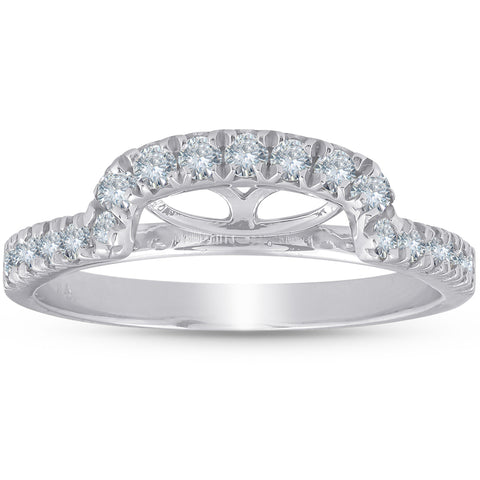 1/2 Ct Diamond Curved Notch Wedding Ring Matching Engagement Band 14k White Gold