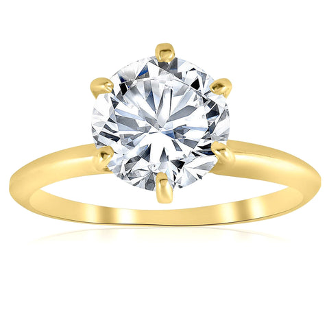 VVS 2ct Solitaire Moissanite Engagement Ring Round Brilliant 14k Yellow Gold