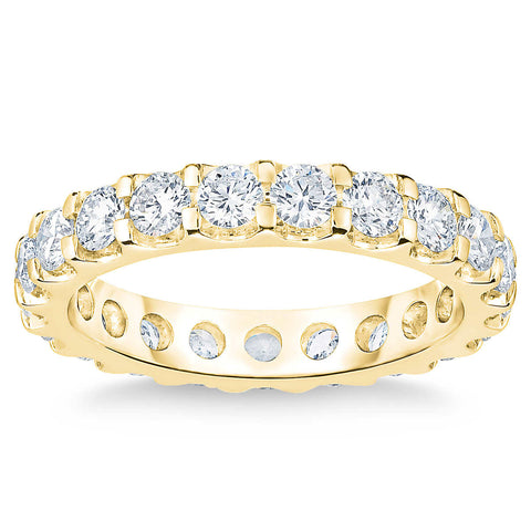 VS/H 2 Ct Lab Grown Diamond Eternity Ring Womens Wedding Band 14k Yellow Gold