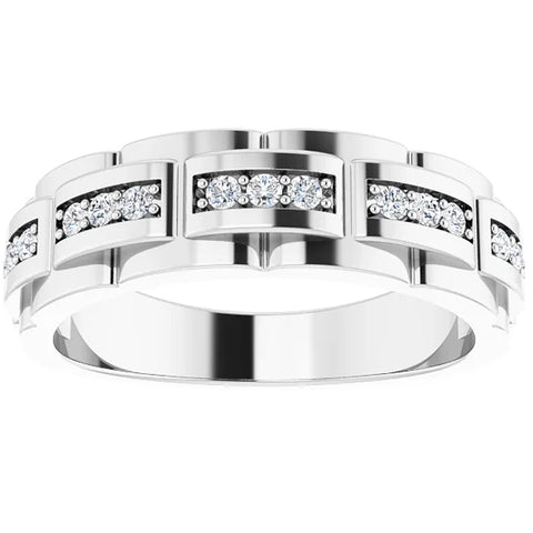 VS 1/3 Ct Mens Lab Grown Diamond Wedding Ring White Gold Anniversary Band