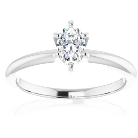 G/SI .33Ct Oval Lab Grown Diamond Solitaire Engagement Ring 14k White Gold
