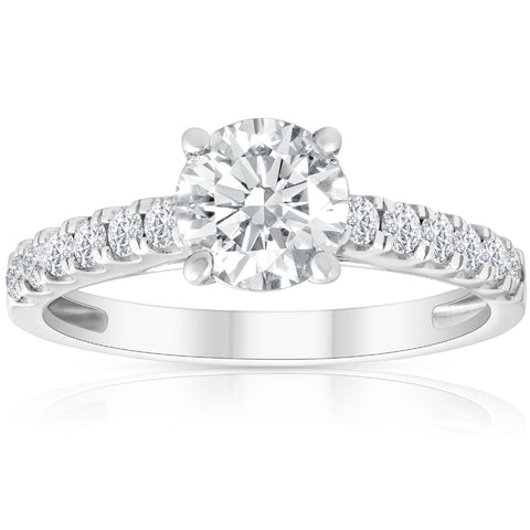 VS 1 1/2 Ct Lab Grown Diamond Ring With Accents 14k White Gold