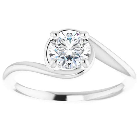 3/4Ct Round Natural Diamond Solitaire Twist Engagement Ring White Gold