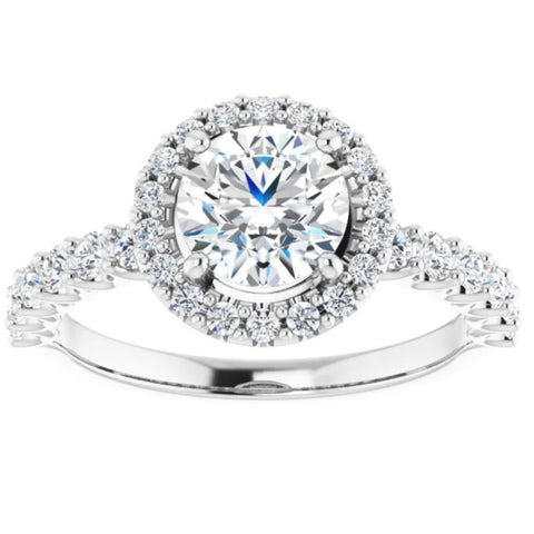 G/SI 1.75Ct Halo Diamond Engagement Ring 14k White Gold Enhanced