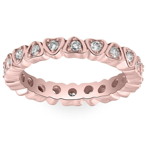 1/2CT Diamond Heart Eternity Ring in White, Yellow, or Rose Gold