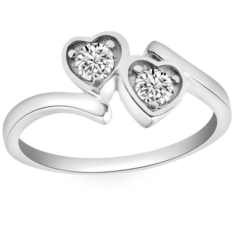 1/3CT Diamond Two Stone Forever Us Heart Ring in White, Yellow, or Rose Gold