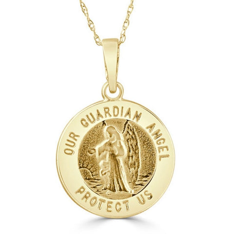 14k White or Yellow Gold Gold Our Guardian Angle Pendant Necklace 14.5mm Tall