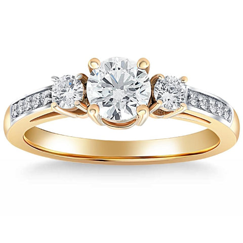 VS 1 Ct T.W. Round Cut Three Stone Diamond Engagement Ring Gold Lab Grown