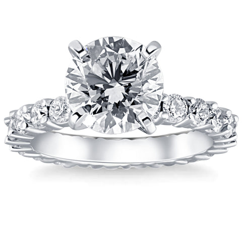 3 1/2Ct Diamond Eternity Engagement Ring Lab Grown 14k White Gold